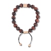 Thumbnail Image 1 of Tiger's Eye and Rose Ion-Plated Stainless Steel Beaded Bolo Bracelet - 8.5"