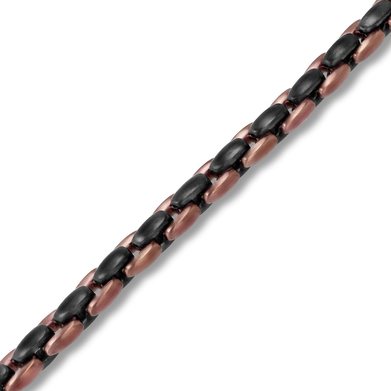 Black and Brown Ion-Plated Stainless Steel H-Link Bracelet - 9.0"|Peoples Jewellers