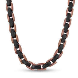 Black and Brown Ion-Plated Stainless Steel H-Link Necklace - 24.0&quot;