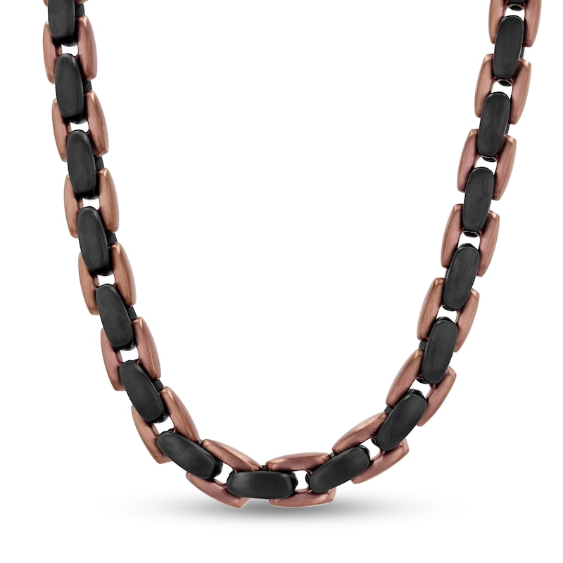 Black and Brown Ion-Plated Stainless Steel H-Link Necklace - 24.0"|Peoples Jewellers