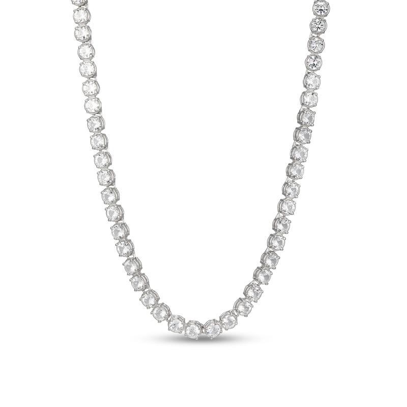 4.0mm White Lab-Created Sapphire Tennis Necklace in Sterling Silver - 24"|Peoples Jewellers