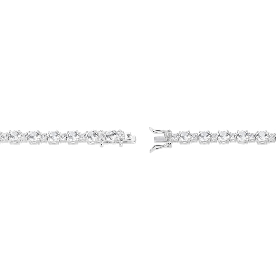 White Lab-Created Sapphire Alternating Bracelet in Sterling Silver - 7.25"