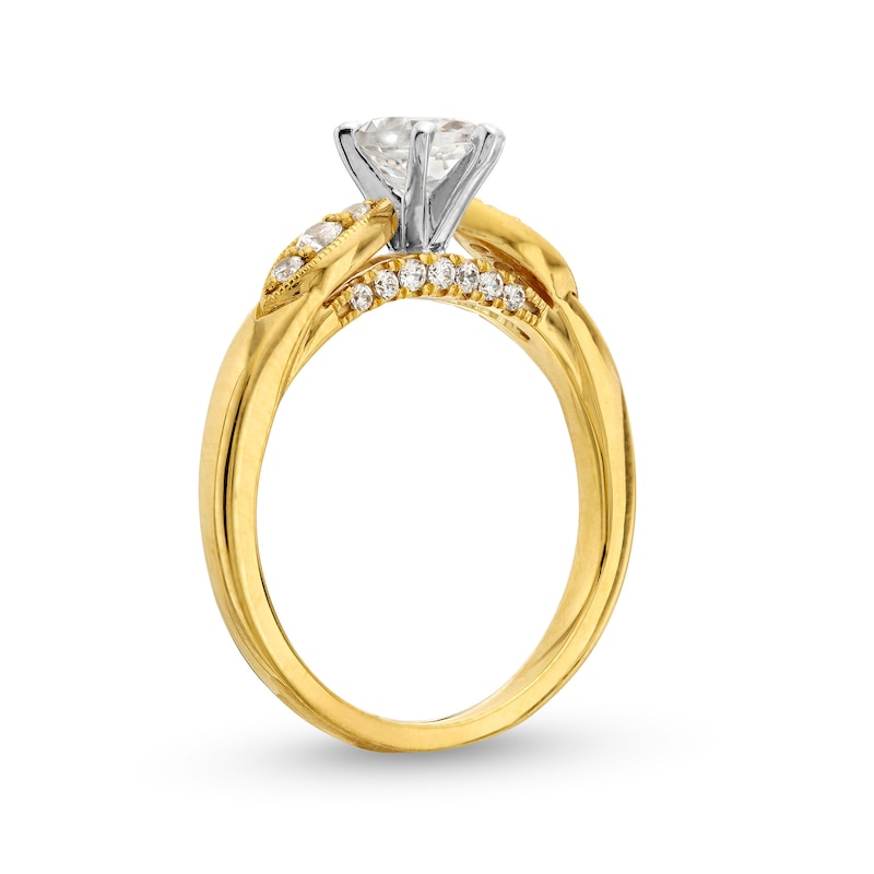 0.69 CT. T.W. Marquise-Cut Diamond Leaf-Sides Engagement Ring in 14K Gold