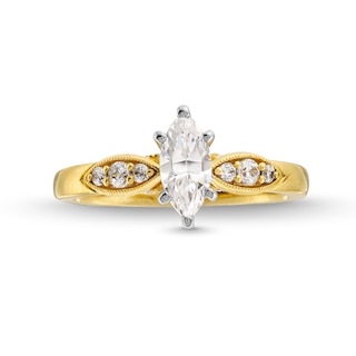 0.69 CT. T.W. Marquise-Cut Diamond Leaf-Sides Engagement Ring in 14K Gold