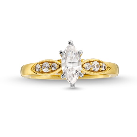 0.69 CT. T.W. Marquise-Cut Diamond Leaf-Sides Engagement Ring in 14K Gold