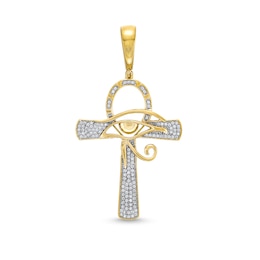 0.33 CT. T.W. Diamond Ankh with Eye of Horus Necklace Charm in 10K Gold