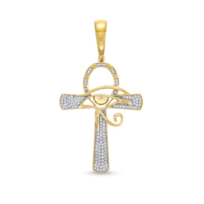 0.33 CT. T.W. Diamond Ankh with Eye of Horus Necklace Charm in 10K Gold