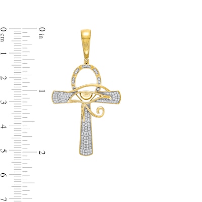 0.33 CT. T.W. Diamond Ankh with Eye of Horus Necklace Charm in 10K Gold