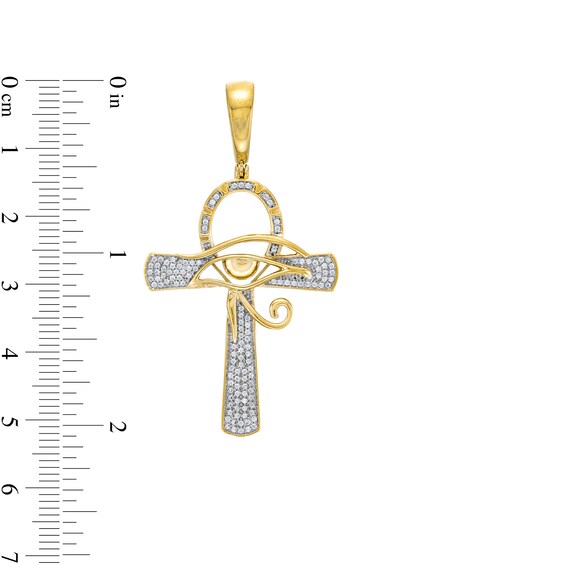 0.33 CT. T.W. Diamond Ankh with Eye of Horus Necklace Charm in 10K Gold