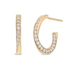 Thumbnail Image 1 of 0.50 CT. T.W. Diamond Twist J-Hoop Earrings in 10K Gold