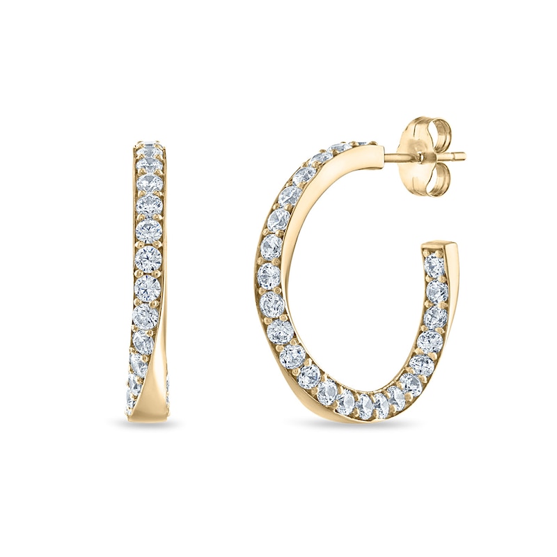 Main Image 1 of 1.00 CT. T.W. Diamond Twist Open Hoop Earrings in 10K Gold