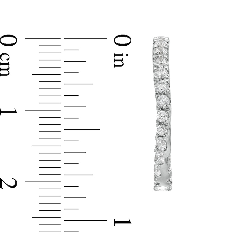 Main Image 3 of 1.50 CT. T.W. Diamond Twist J-Hoop Earrings in 10K White Gold