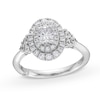 Thumbnail Image 0 of Monique Lhuillier Bliss 0.95 CT. T.W. Oval-Shaped Diamond Double Frame Engagement Ring in 18K White Gold (I/SI2)
