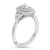 Thumbnail Image 2 of Monique Lhuillier Bliss 0.95 CT. T.W. Oval-Shaped Diamond Double Frame Engagement Ring in 18K White Gold (I/SI2)