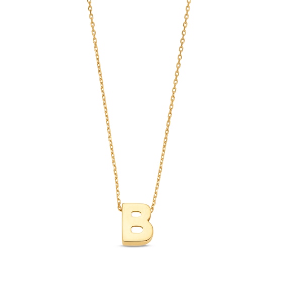 Uppercase Block "B" Initial Pendant in 10K Gold