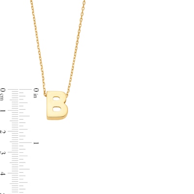 Uppercase Block "B" Initial Pendant in 10K Gold