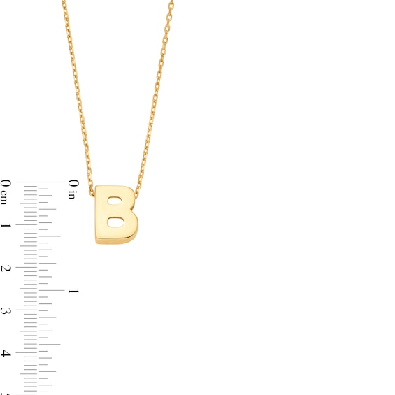 Uppercase Block "B" Initial Pendant in 10K Gold