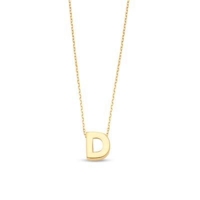 Uppercase Block "D" Initial Pendant in 10K Gold