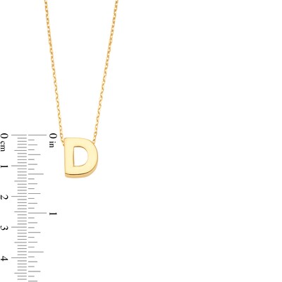 Uppercase Block "D" Initial Pendant in 10K Gold