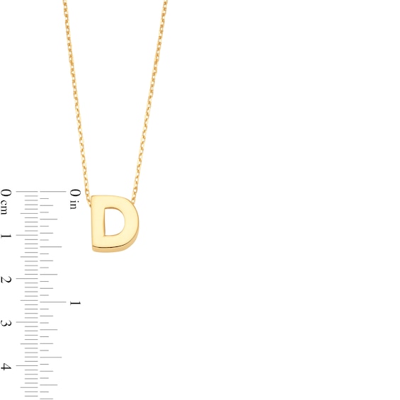 Uppercase Block "D" Initial Pendant in 10K Gold