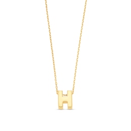 Uppercase Block &quot;H&quot; Initial Pendant in 10K Gold