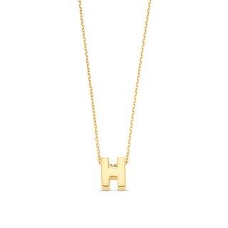 Uppercase Block "H" Initial Pendant in 10K Gold