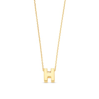 Uppercase Block "H" Initial Pendant in 10K Gold