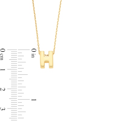 Uppercase Block "H" Initial Pendant in 10K Gold