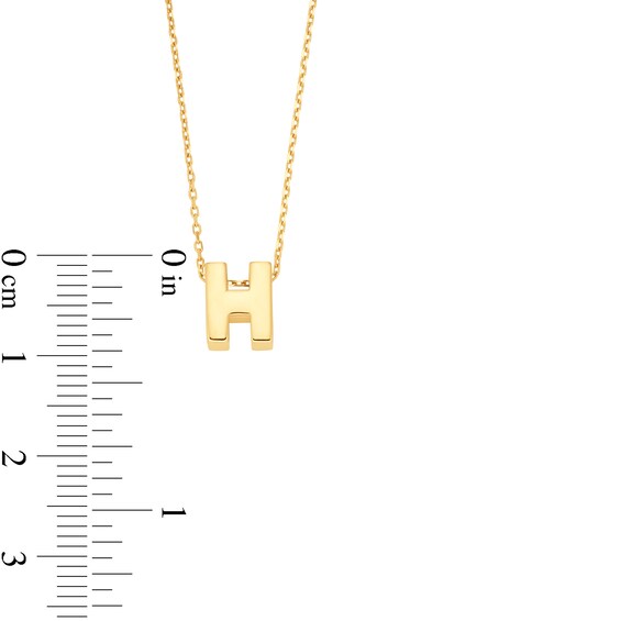 Uppercase Block "H" Initial Pendant in 10K Gold