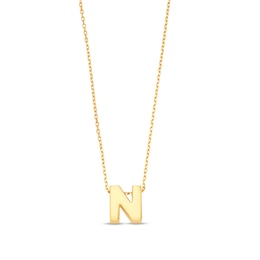 Uppercase Block &quot;N&quot; Initial Pendant in 10K Gold