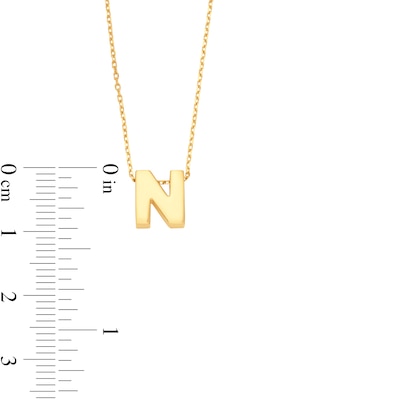 Uppercase Block "N" Initial Pendant in 10K Gold