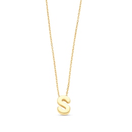 Uppercase Block &quot;S&quot; Initial Pendant in 10K Gold