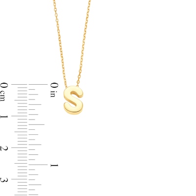 Uppercase Block "S" Initial Pendant in 10K Gold