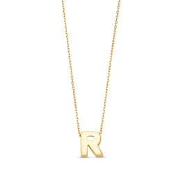 Uppercase Block &quot;R&quot; Initial Pendant in 10K Gold