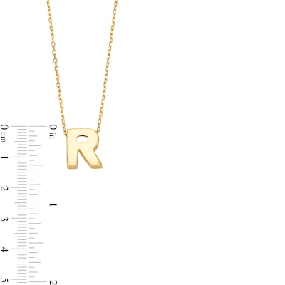 Uppercase Block "R" Initial Pendant in 10K Gold