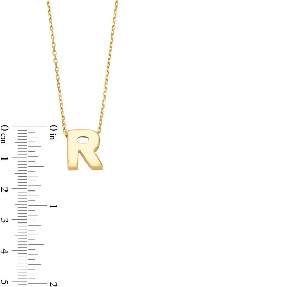 Uppercase Block "R" Initial Pendant in 10K Gold