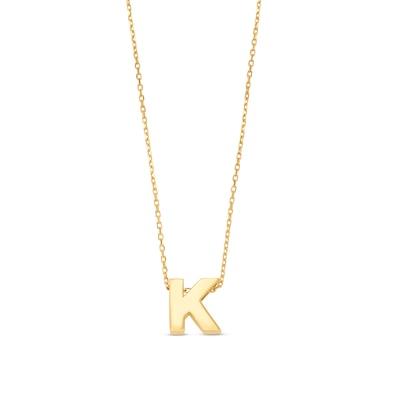 Uppercase Block "K" Initial Pendant in 10K Gold