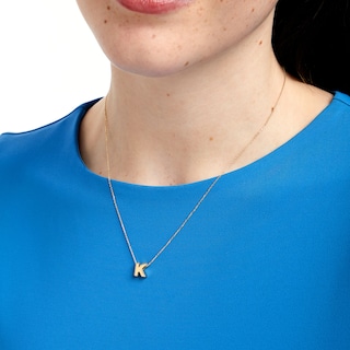 Uppercase Block "K" Initial Pendant in 10K Gold