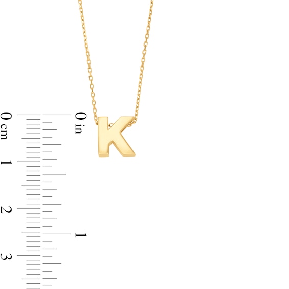 Uppercase Block "K" Initial Pendant in 10K Gold