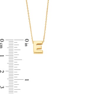 Uppercase Block "E" Initial Pendant in 10K Gold