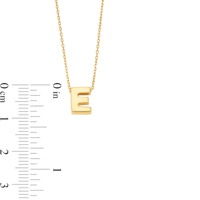 Uppercase Block "E" Initial Pendant in 10K Gold