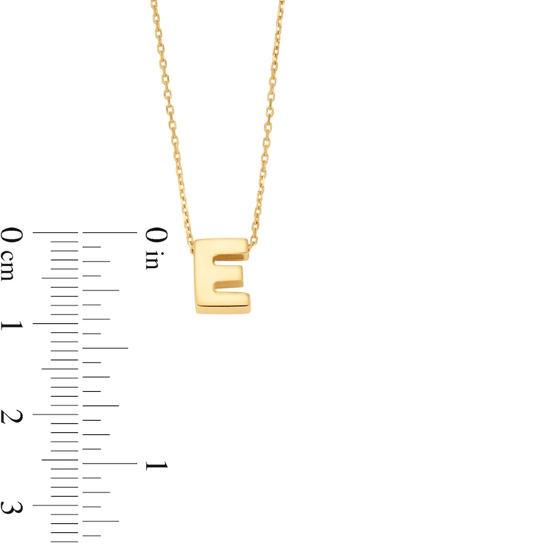 Uppercase Block "E" Initial Pendant in 10K Gold