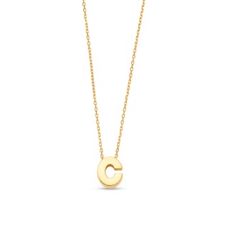 Uppercase Block "C" Initial Pendant in 10K Gold