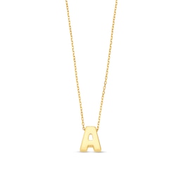 Uppercase Block &quot;A&quot; Initial Pendant in 10K Gold