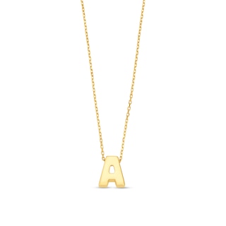 Uppercase Block "A" Initial Pendant in 10K Gold