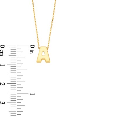 Uppercase Block "A" Initial Pendant in 10K Gold