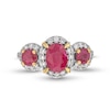 Thumbnail Image 3 of Certified Ruby and 0.50 CT. T.W. Certified Lab-Created Diamond Framed Three-Stone Ring in 1OK Gold