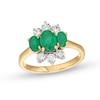 Thumbnail Image 0 of Oval Emerald and 0.50 CT. T.W. Certified Lab-Created Diamond Three-Stone Ring in 1OK Gold