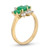 Thumbnail Image 2 of Oval Emerald and 0.50 CT. T.W. Certified Lab-Created Diamond Three-Stone Ring in 1OK Gold