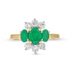 Thumbnail Image 3 of Oval Emerald and 0.50 CT. T.W. Certified Lab-Created Diamond Three-Stone Ring in 1OK Gold